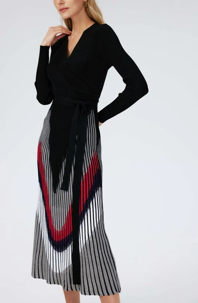 Shop Diane Von Furstenberg Reiko Long Sleeve Midi Sweater Dress In Flowy Zigazg