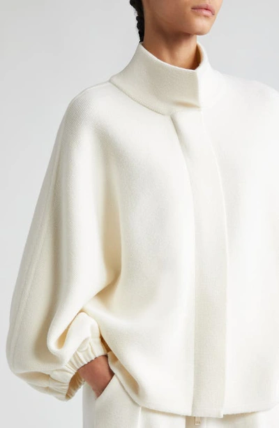 Shop Max Mara Smirne Stand Collar Virgin Wool Cardigan In White
