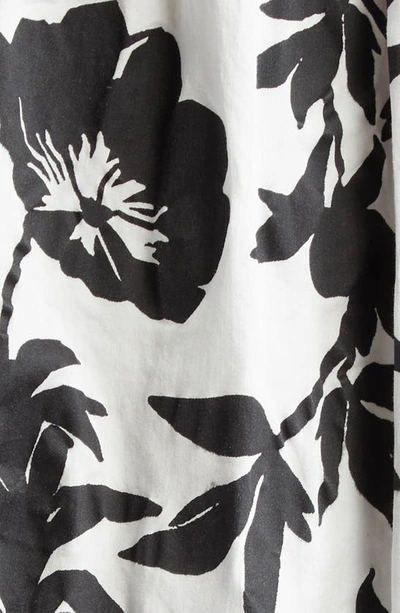 Shop Max Mara Gaetana Floral Print Cotton & Silk Top In White Black
