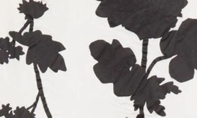 Shop Max Mara Udente Floral Print Tiered Cotton & Silk Skirt In White Black