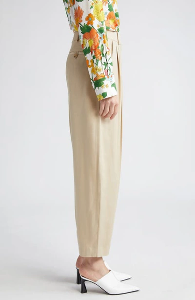 Shop Stella Mccartney Iconic Pleated Crop Pants In Sand