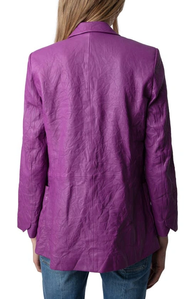 Zadig & Voltaire Visko Crushed Leather Double Breasted Jacket In Goa