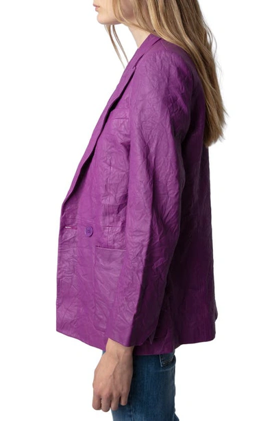 Zadig & Voltaire Visko Crushed Leather Double Breasted Jacket In Goa