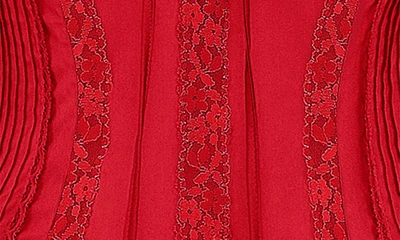 House Of Cb Pintuck Lace Trim Babydoll Dress In Cherry