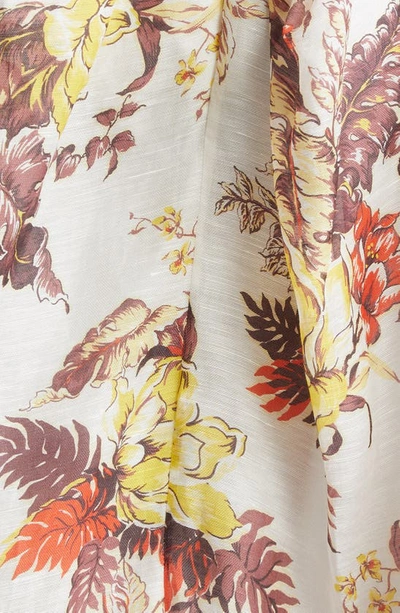 Shop Zimmermann Matchmaker Tulip Linen & Silk Midi Dress In Ivory Tropical Floral