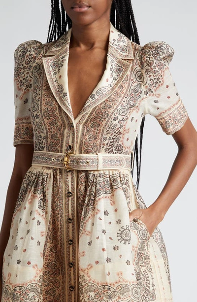 Shop Zimmermann Matchmaker Bandana Print Organza Shirtdress In Cream Bandana