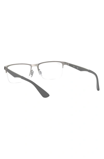 Shop Ray Ban 54mm Semi Rimless Rectangular Optical Glasses In Matte Gunmetal