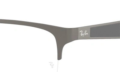 Shop Ray Ban 54mm Semi Rimless Rectangular Optical Glasses In Matte Gunmetal