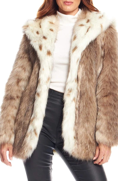 Shop Donna Salyers Fabulous-furs Donna Salyers Fabulous Furs Gold Fox Faux Fur Hooded Coat In Lynx