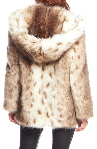 Shop Donna Salyers Fabulous-furs Donna Salyers Fabulous Furs Gold Fox Faux Fur Hooded Coat In Lynx