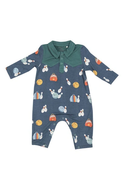 Angel Dear Bowling Print Romper In Navy