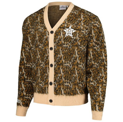 Shop Pleasures Brown Houston Astros Cheetah Cardigan Button-up Sweater