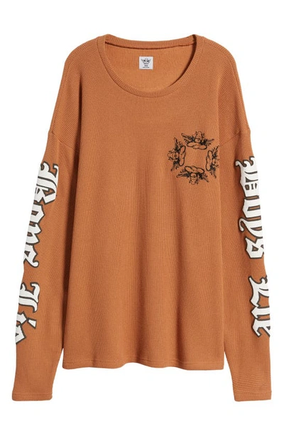 Shop Boys Lie Straight Flush Long Sleeve Thermal Graphic T-shirt In Orange