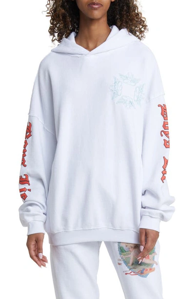 Shop Boys Lie Straight Flush Graphic Cotton French Terry Hoodie In White