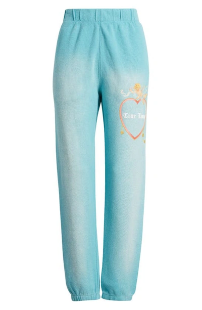 Shop Boys Lie Head Over Heals Cotton French Terry Joggers In Blue