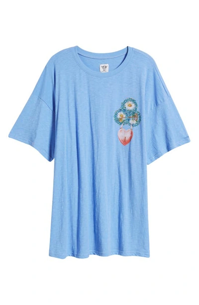 Shop Boys Lie Locked In Rhinestone Oversize Cotton Slub Jersey Graphic T-shirt In Blue