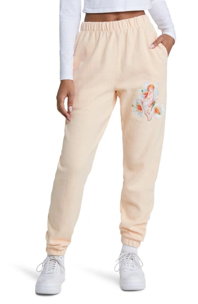 Shop Boys Lie I Am Not Where You Left Me Cotton French Terry Joggers In Peach