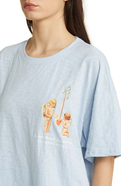 Shop Boys Lie Kindling Oversize Cotton Slub Jersey Graphic T-shirt In Baby Blue