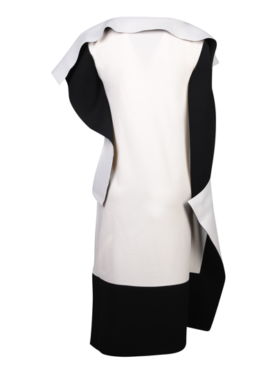 Shop Issey Miyake Asymmetric White/ Black Dress