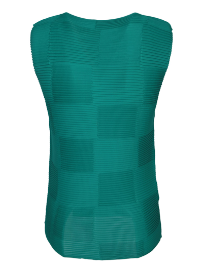 Shop Issey Miyake Pleated Green Top