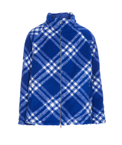 Shop Burberry Reversible Check Jacket In Blue