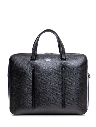Shop Ferragamo Business Bag With Single Compartment In Nero