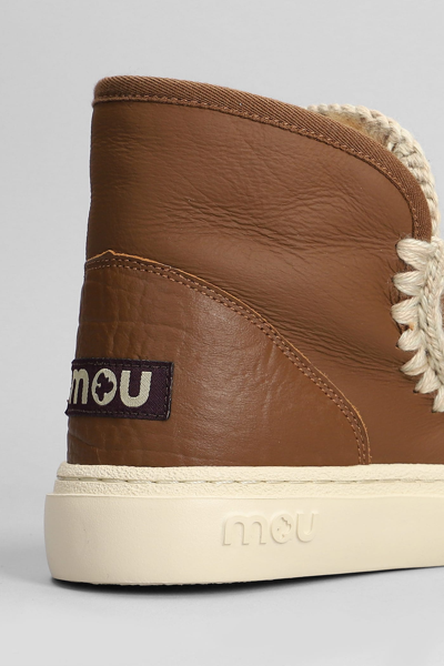 Shop Mou Eskimo Sneaker Bold Low Heels Ankle Boots In Leather Color Leather