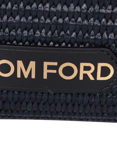 Shop Tom Ford Leather And Raffia Mini Black Bag