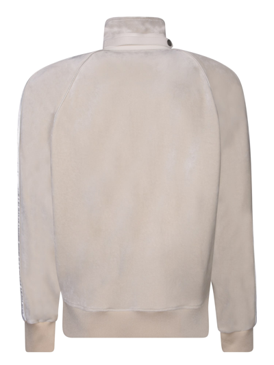 Shop Tom Ford Velvet Striped Details Sweatshirt In Beige