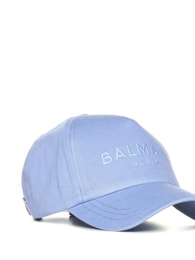 Shop Balmain Hat In Bleu Pale/bleu Pale