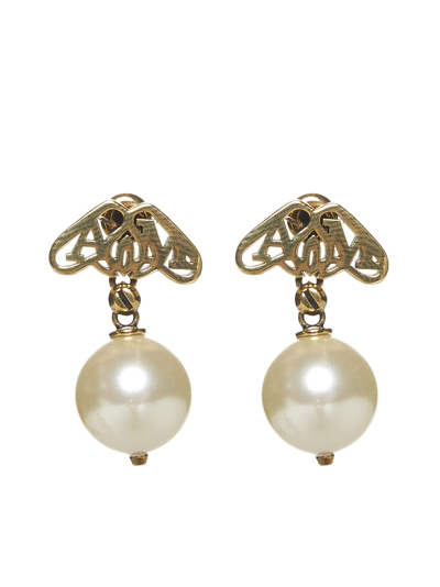 Shop Alexander Mcqueen Earrings In L.a.gold+pearl