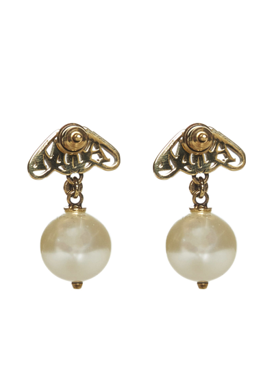 Shop Alexander Mcqueen Earrings In L.a.gold+pearl