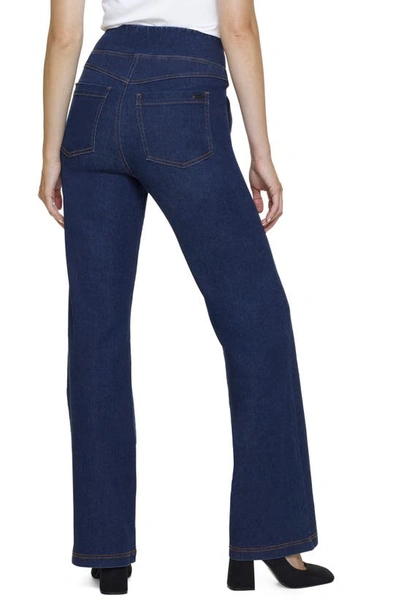 Shop Hue Center Seamed Pull-on Denim Bootcut Leggings In Black Indigo Wash