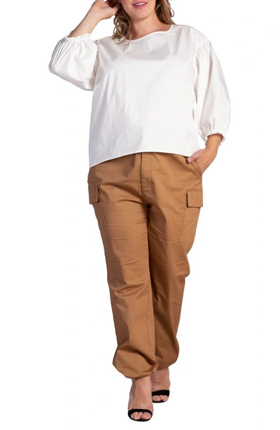Standards & Practices Saber Balloon Sleeve Blouse In Off White