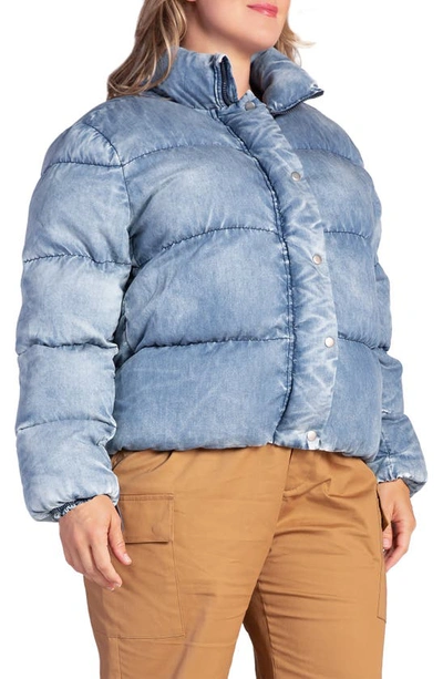 Shop S And P Polaris Puffer Jacket In Indigo Bleach