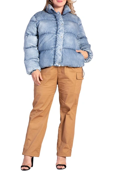 S And P Polaris Puffer Jacket In Indigo Bleach