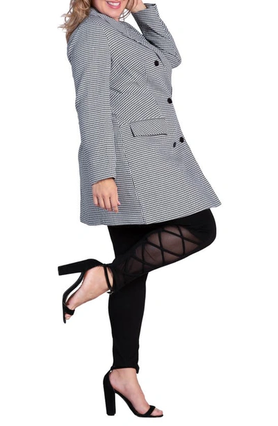 Shop S And P Ila Houndstooth Long Sleeve Blazer Dress In Black/ White