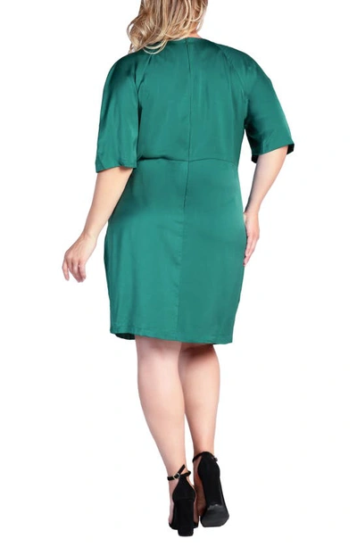 Shop S And P Standards & Practices Rara Buckle Sateen Wrap Dress In Malachite