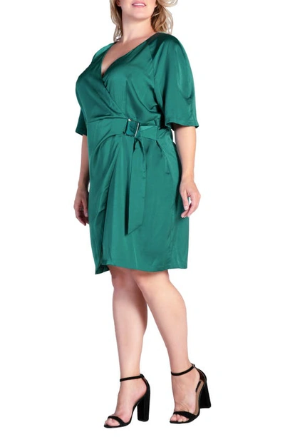 Shop S And P Standards & Practices Rara Buckle Sateen Wrap Dress In Malachite