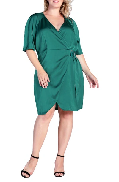Shop S And P Standards & Practices Rara Buckle Sateen Wrap Dress In Malachite