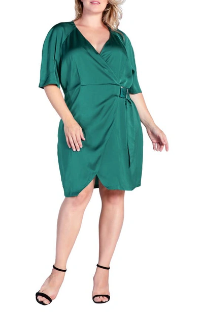 S And P Rara Buckle Sateen Wrap Dress In Malachite
