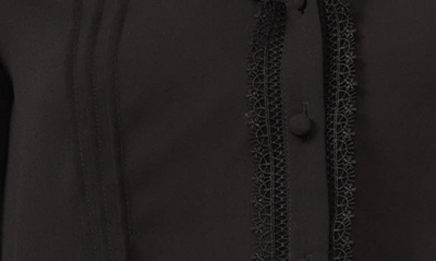 Cece Pintuck Ruffle Button-up Top In Rich Black