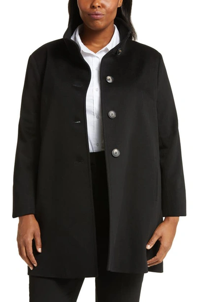 Shop Fleurette Dawn Stand Collar Wool Coat In Black