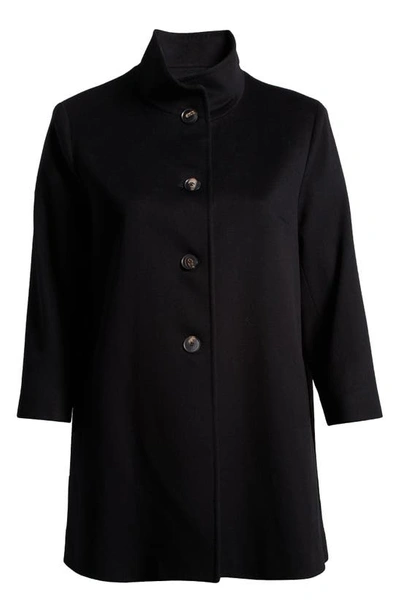 Shop Fleurette Dawn Stand Collar Wool Coat In Black