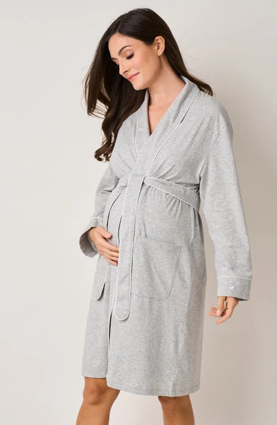 Shop Petite Plume The Essential Maternity Nightgown & Robe Set In Heather Grey