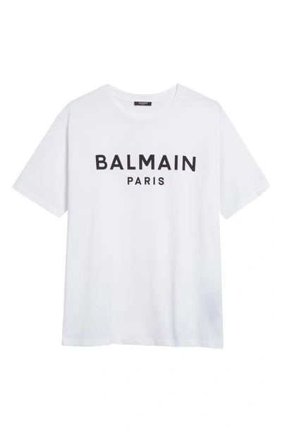 Shop Balmain Organic Cotton Logo Graphic T-shirt In Gab White/ Black