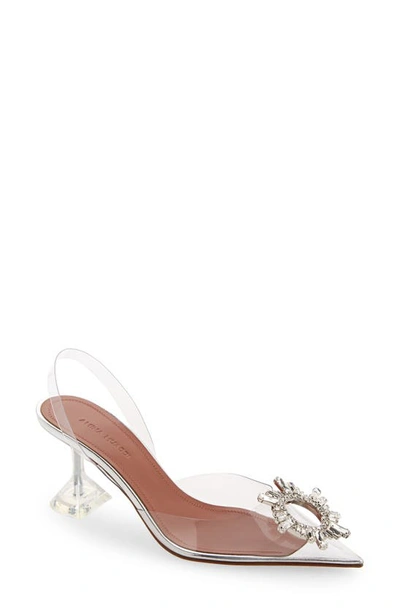 Shop Amina Muaddi Begum Glass Pointed Toe Slingback Pump In Pvc Transparent