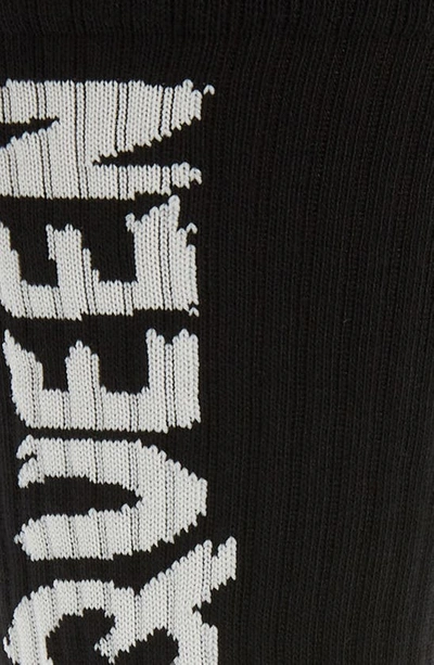 Shop Alexander Mcqueen Graffiti Logo Crew Socks In Black/ Ivory