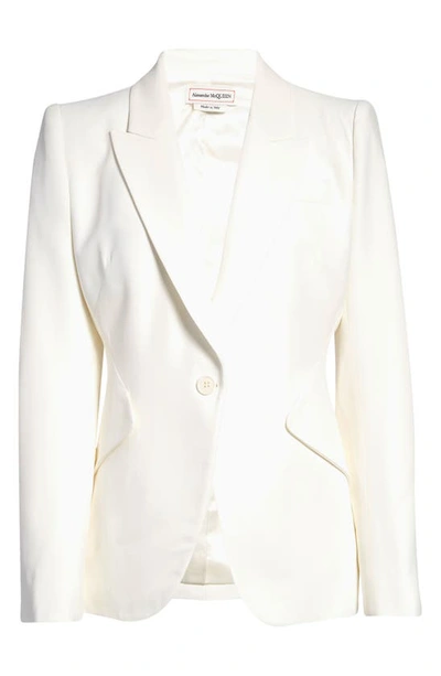 Shop Alexander Mcqueen Leaf Crepe Jacket In 9007 Ivory