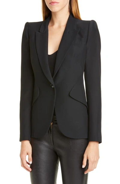 Shop Alexander Mcqueen Leaf Crepe Jacket In Black